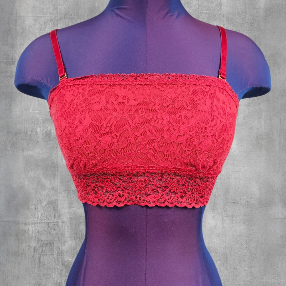 Victoria's Secret Red Lace Bandeau Bralette Adjustable Removeable Straps Medium